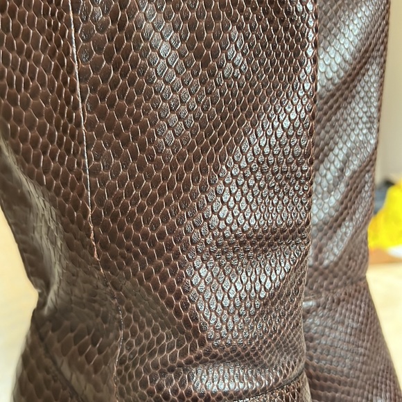 Cole Haan Kennedy Snakeskin Leather Heeled Mid Calf Boot Brown Size 8.5 - Picture 7 of 12